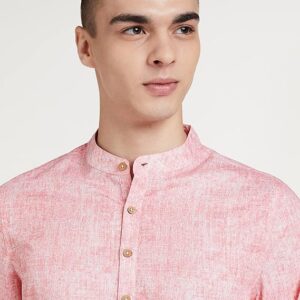 Symbol Men's Solid Cotton Printed Long Kurta (Regular Fit)